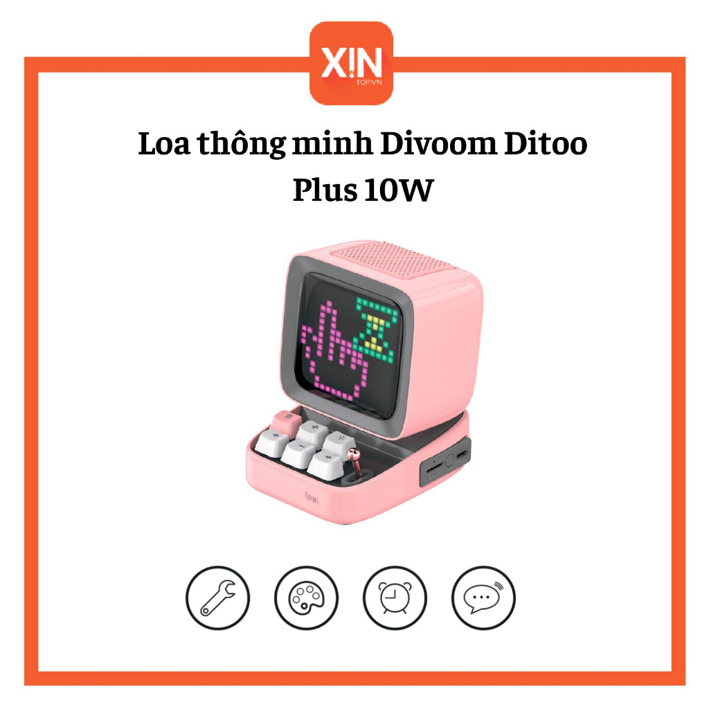 Loa thông minh Divoom Ditoo Plus 10W - Hình dáng máy tính cổ, màn hình LED 256 Full RGB