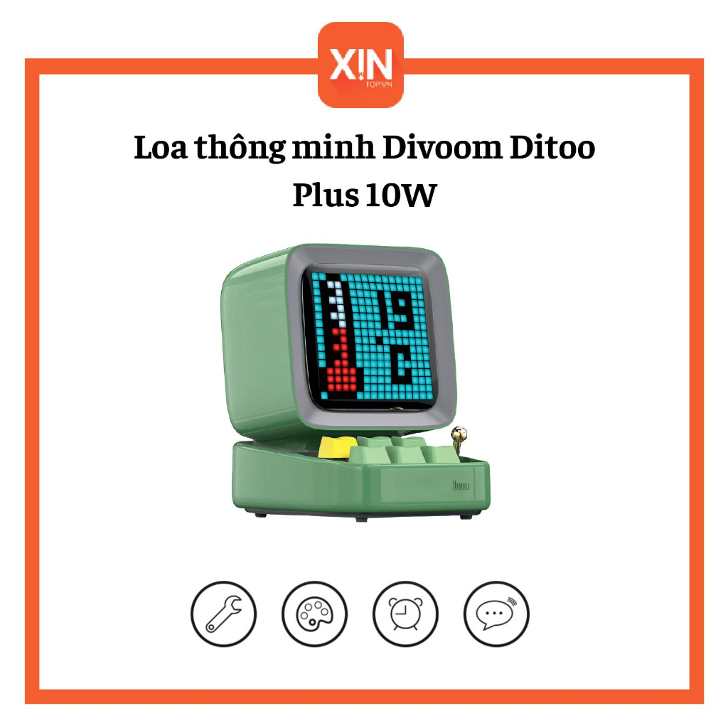 Loa thông minh Divoom Ditoo Plus 10W - Hình dáng máy tính cổ, màn hình LED 256 Full RGB