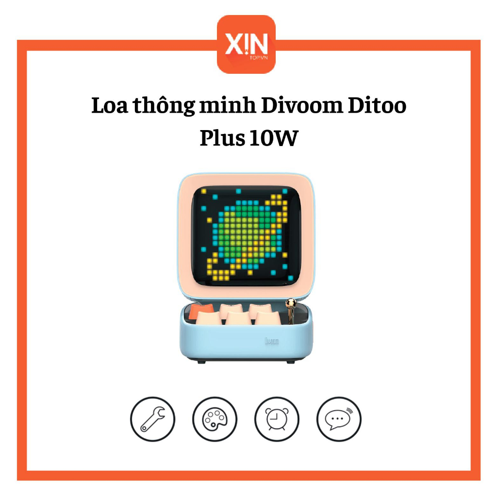Loa thông minh Divoom Ditoo Plus 10W - Hình dáng máy tính cổ, màn hình LED 256 Full RGB