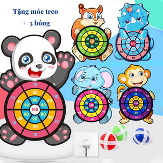Phi tiêu bóng dính cho bé, bảng ném bóng dính nhiều hình động vật, bảng phi tiêu an toàn cho bé luyện vận động