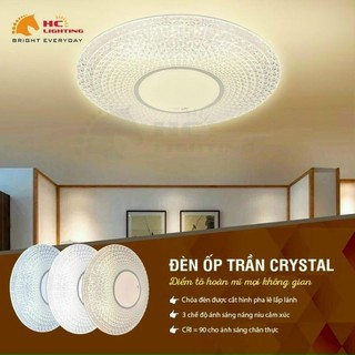 Đèn ốp trần hình pha lê phi 400mm,.3 màu ánh sáng.trắng ,vàng,trung tính.