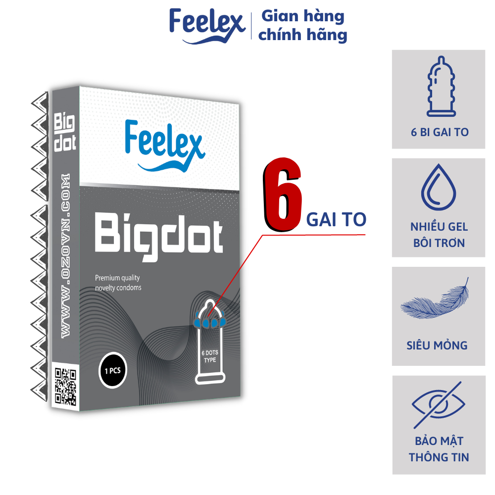 Bao cao su Feelex Bigdot Gân Gai Có Bi nhiều gel bôi trơn