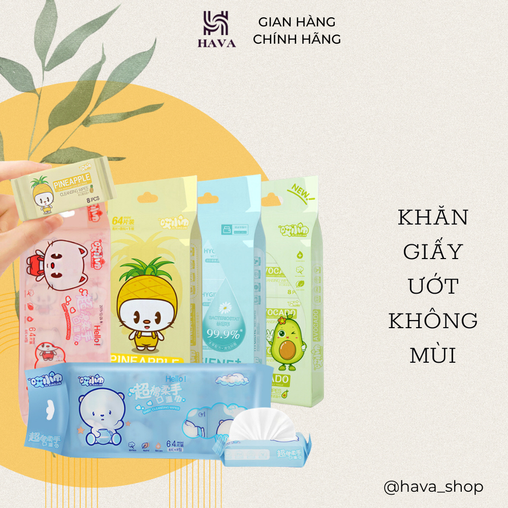 LẺ 1 GÓI Khăn ướt không mùi con ong,con voi 80 tờ - Khăn Ướt Voi Ong HAVA SHOP
