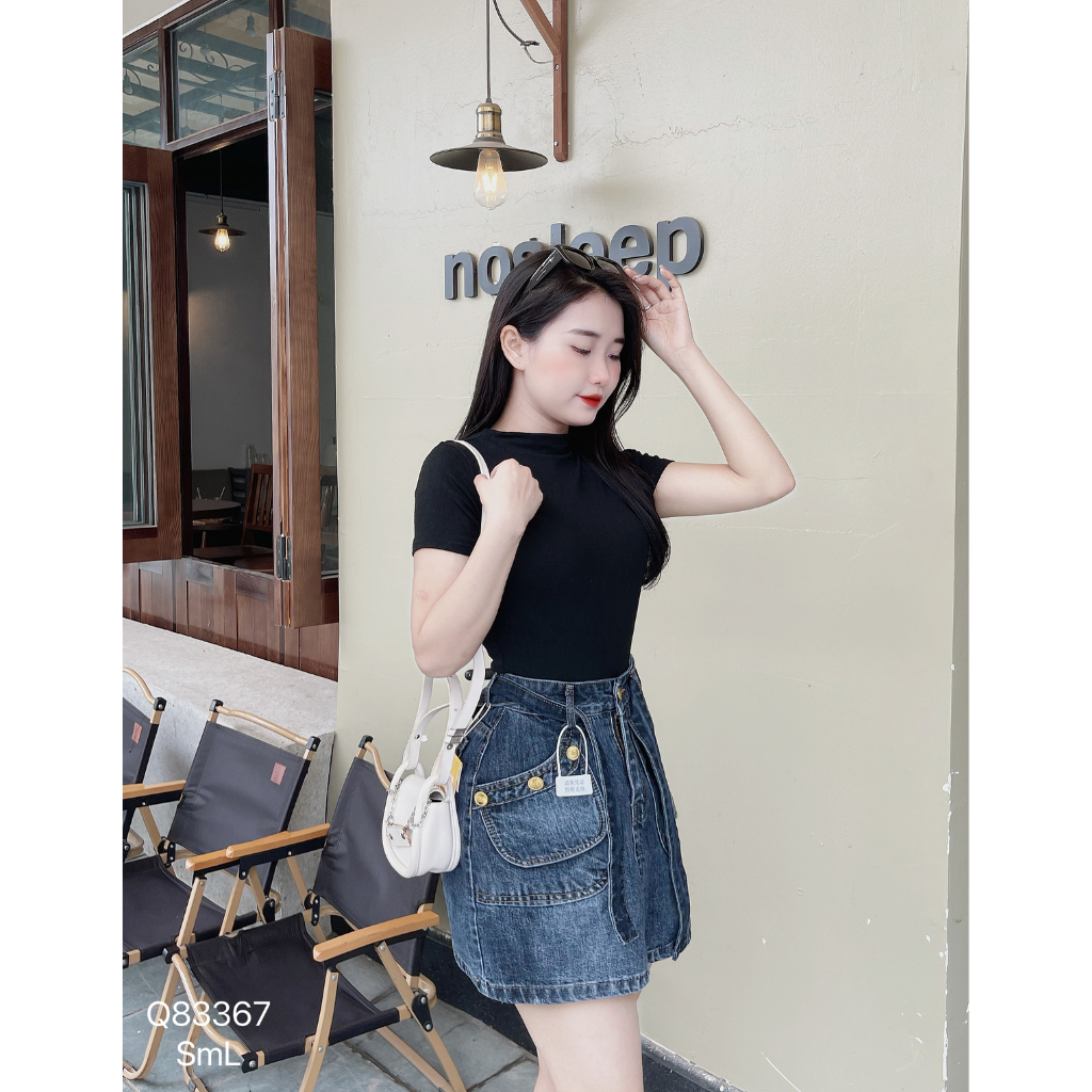 Chân váy jean nữ DOVYJEAN chân váy ngắn dáng chữ a lưng cao thiết kế siêu xinh style Hàn Quốc Q.83367 | BigBuy360 - bigbuy360.vn