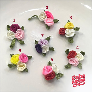 20 chùm hoa - Hoa hồng ruy băng loại thường, có lá cỡ 20mm, dạng chùm 3 hoa