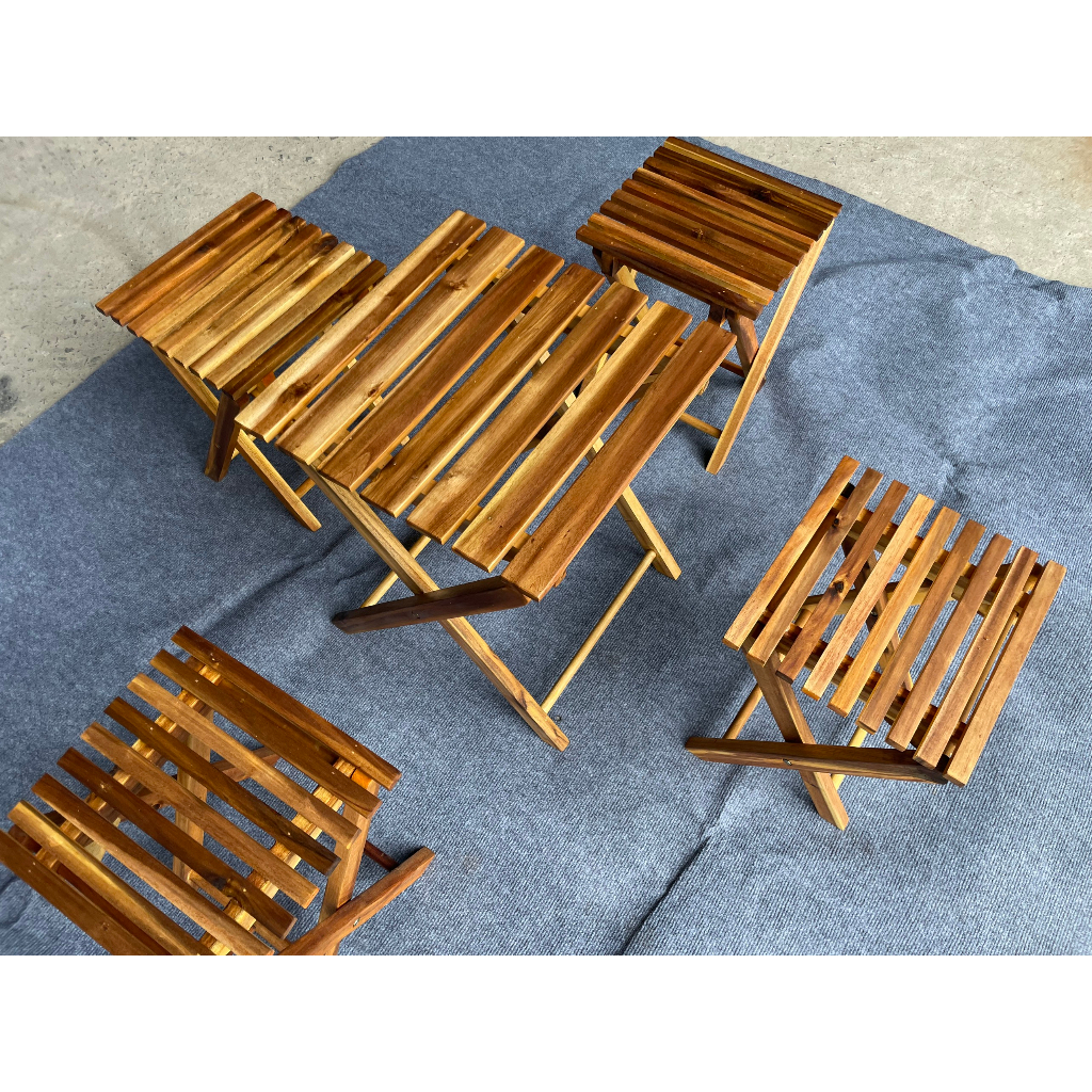 Bàn Ghế Xếp Gỗ Tràm