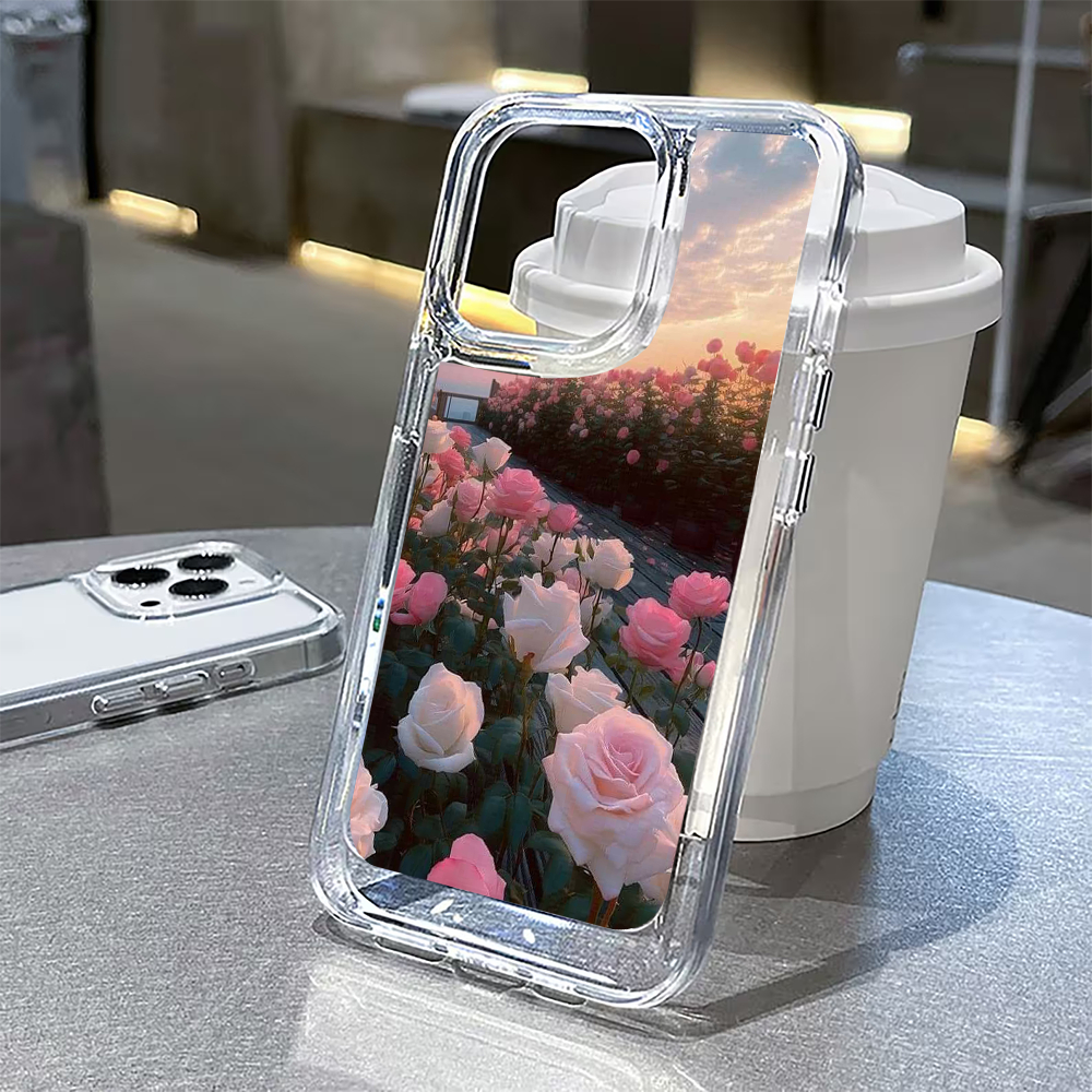 Ốp Điện Thoại Trong Suốt Hoa Hồng Xinh Đẹp iphone 14promax 11 13 12 6 6s 7Plus 8 X XS Max sd1576