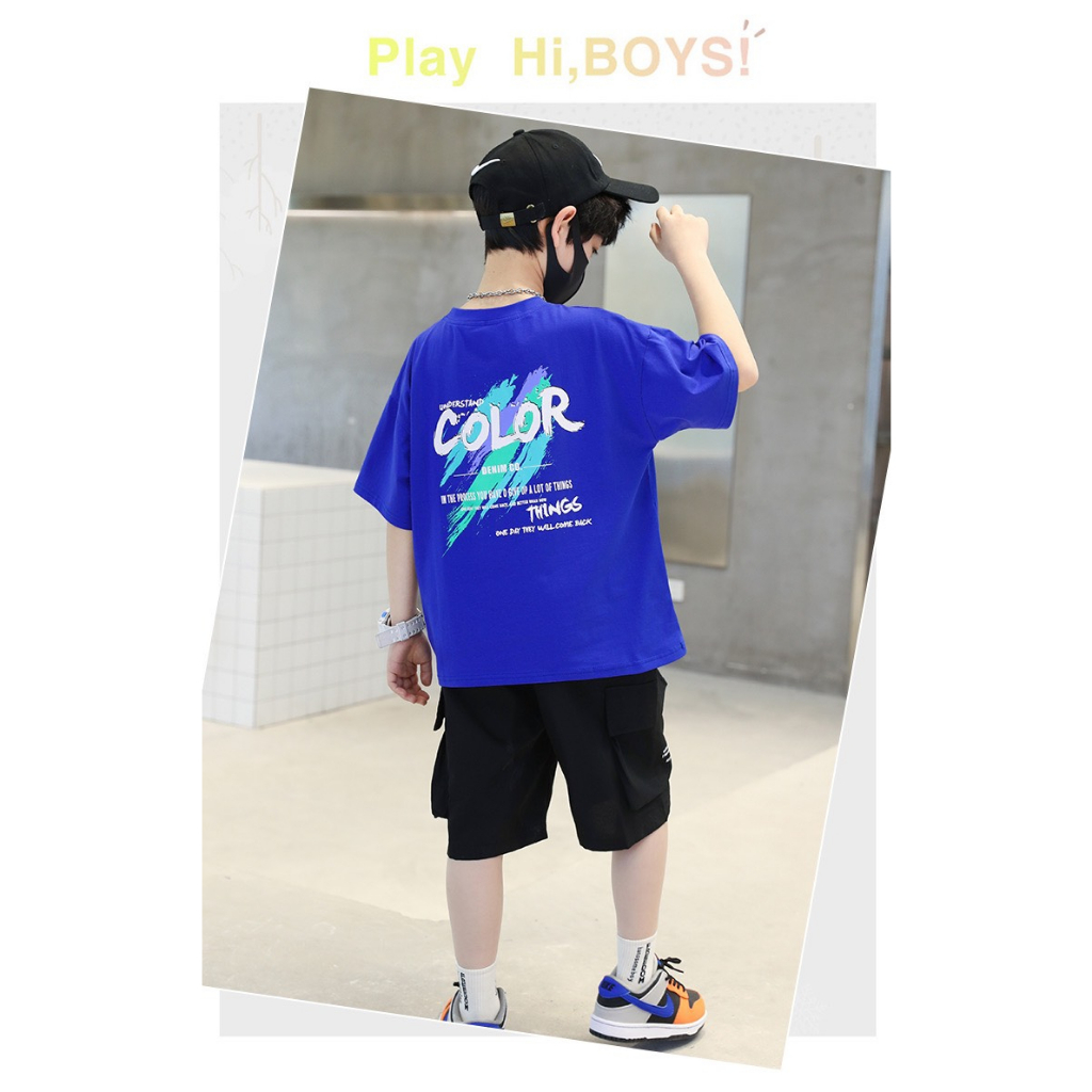 Bộ quần áo cotton hè Hoạ tiết 14-52kg cho bé trai 4-14 tuổi. Thoáng mát, thấm hút mồ hôi. Hàng may kỹ. STB7 STG54