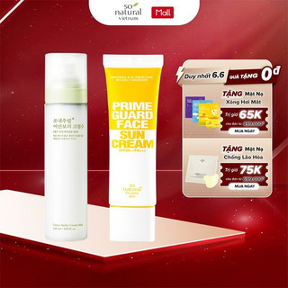 Bộ Sản Phẩm Xịt khoáng Lúa Mạch Và Kem Chống Nắng Prime Guard Chính Hãng So Natural
