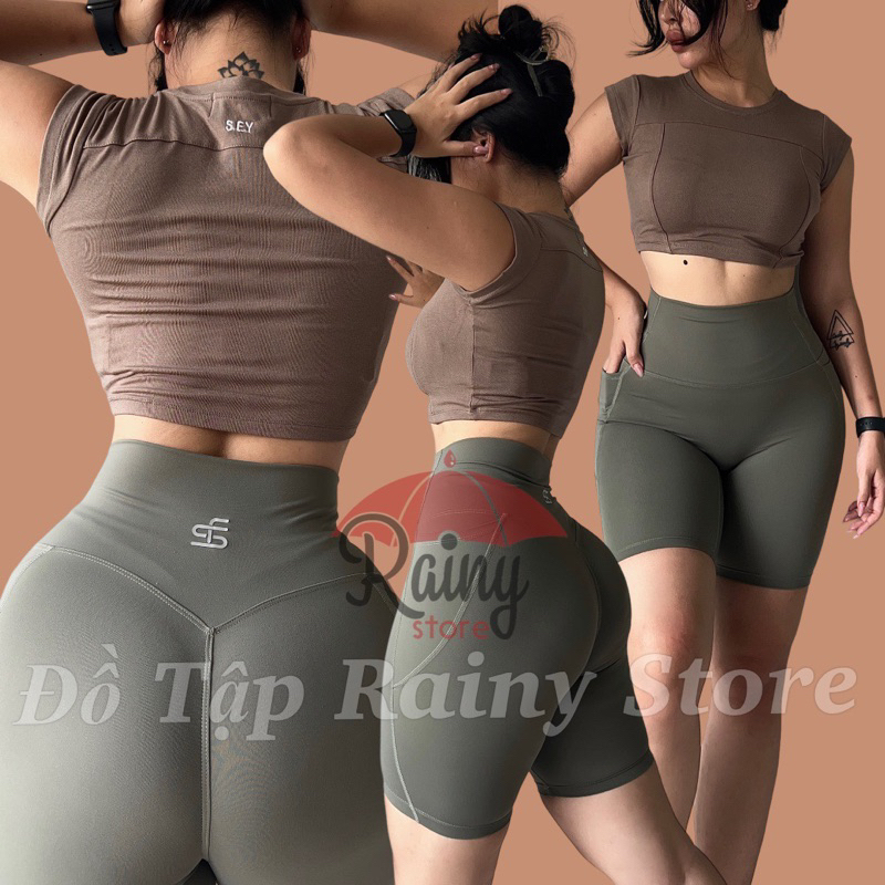 Áo Crop hoặc Quần Biker chun mông Sofit cao cấp thấm hút mồ hôi