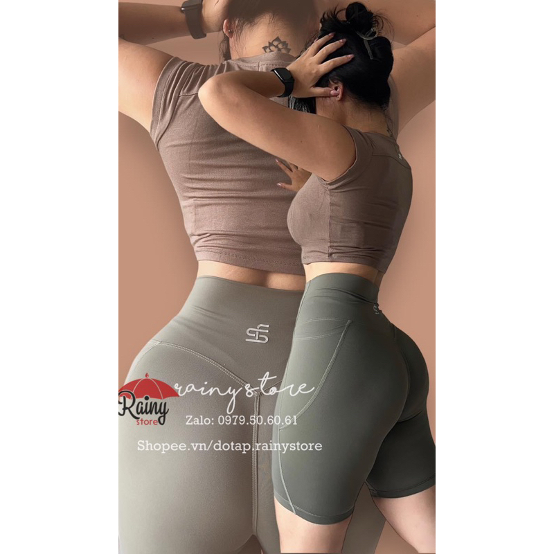 Áo Crop hoặc Quần Biker chun mông Sofit cao cấp thấm hút mồ hôi