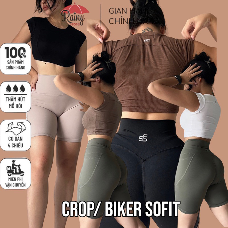 Áo Crop hoặc Quần Biker chun mông Sofit cao cấp thấm hút mồ hôi
