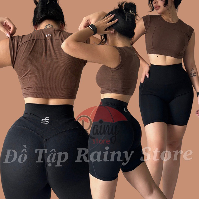 Áo Crop hoặc Quần Biker chun mông Sofit cao cấp thấm hút mồ hôi