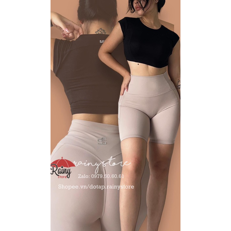 Áo Crop hoặc Quần Biker chun mông Sofit cao cấp thấm hút mồ hôi