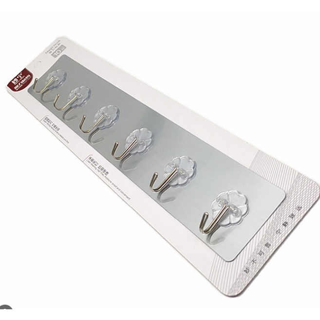 THANH DÁN 6 MÓC TREO INOX