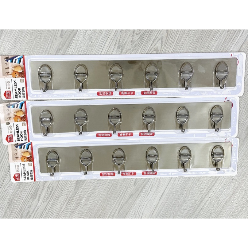 THANH DÁN 6 MÓC TREO INOX