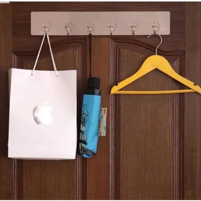 THANH DÁN 6 MÓC TREO INOX