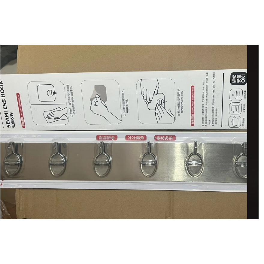 THANH DÁN 6 MÓC TREO INOX