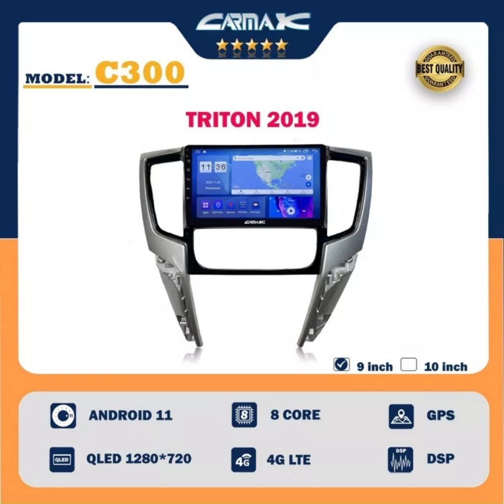 Mặt dưỡng xe Mitsubishi Triton Điều hòa tự động 2017 - 2023. 9 inch kèm jack nguồn zin