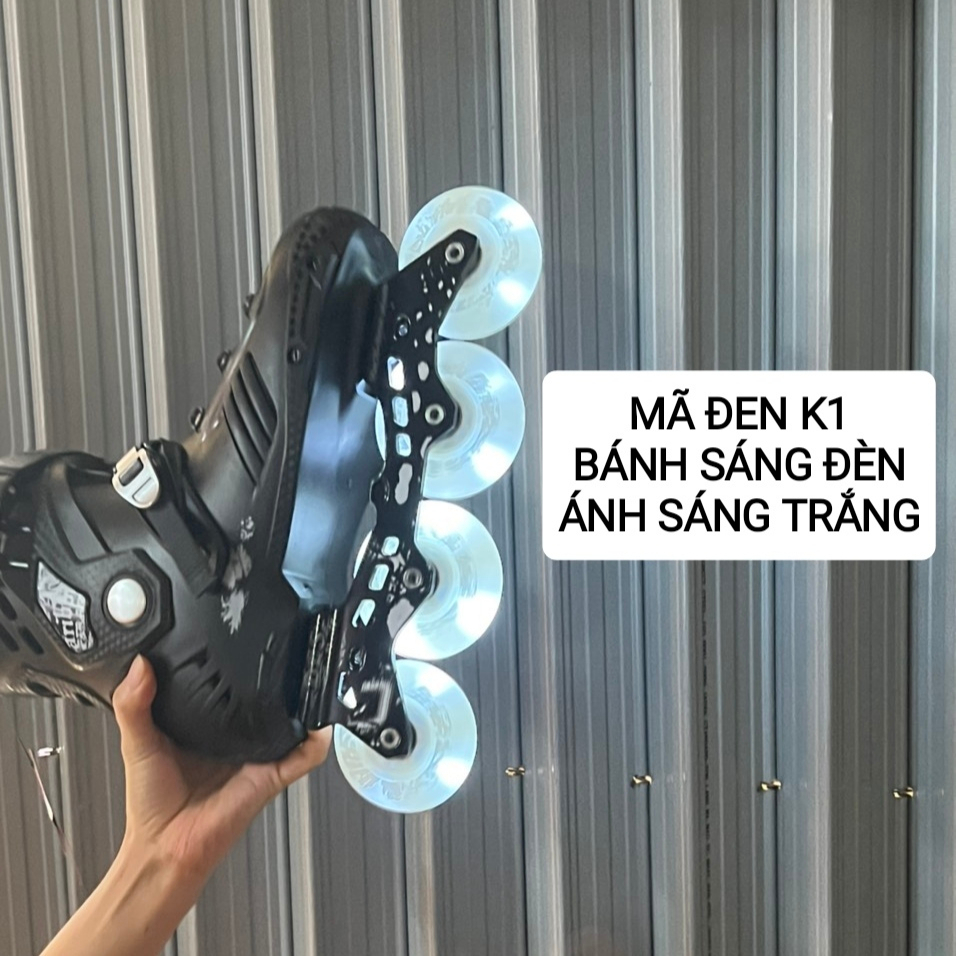 Giày patin người lớn bánh sáng đèn led, bánh cao su đặc, Giày trượt patin Kingfly Weiqiu 2 lớp tháo vệ sinh được