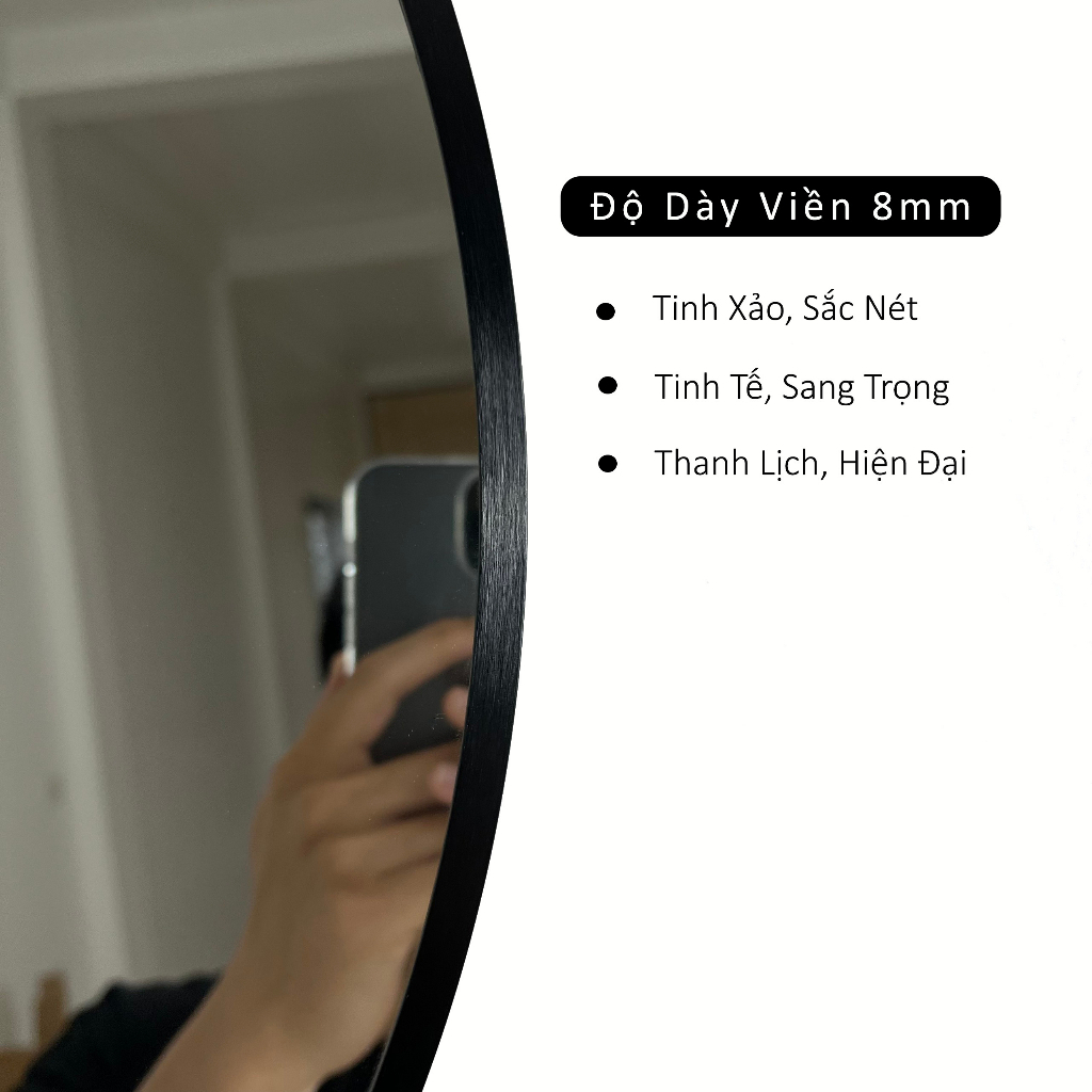 Gương Tròn Viền Nhôm Chống Rỉ Treo Tường Nhà Tắm Phong Cách Bắc Âu DLQ INTERIORS Decor Trang Trí Nhà Cửa