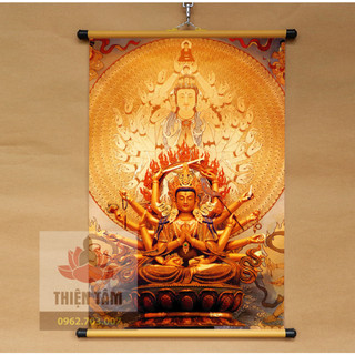 (NHIỀU MẪU)Tranh Phật Chuẩn Đề 40x60cm bằng vải phủ bóng cao cấp dày dặn