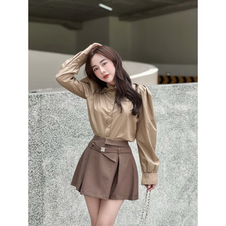 Set áo sơ mi dài tay vai bồng+ Chân váy ngắn LuciK Shop SB0006