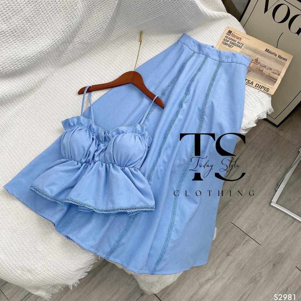 Set Áo 2 Dây Chân Váy Midi Đi Tiệc TODAY STYLE S2981 Sang Chảnh