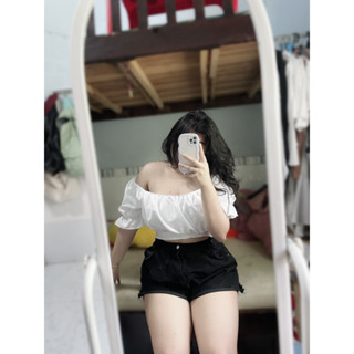 Áo kiểu tay phồng, trễ vai chất lụa nữ bigsize