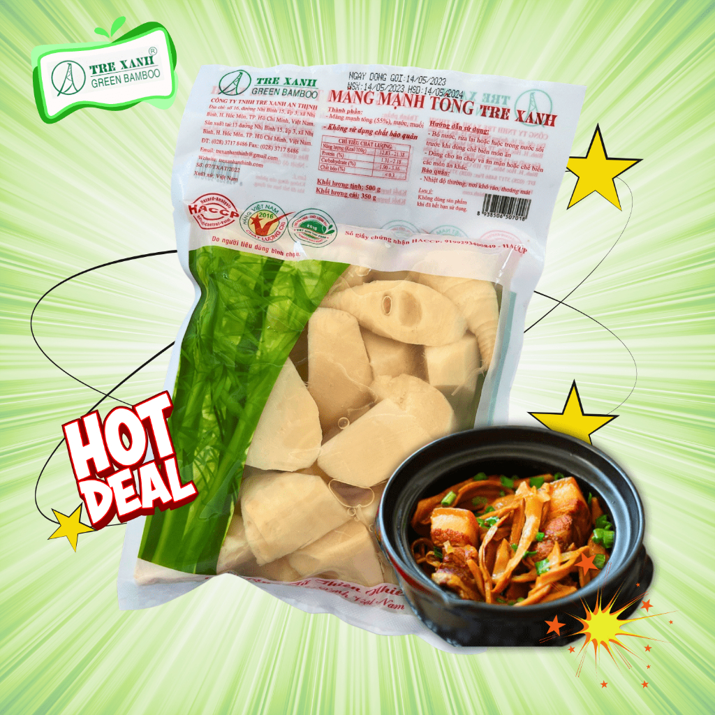 Măng Mạnh Tông Thái Lát Tre Xanh An Thịnh 500g - Dùng để Kho Cá Thịt