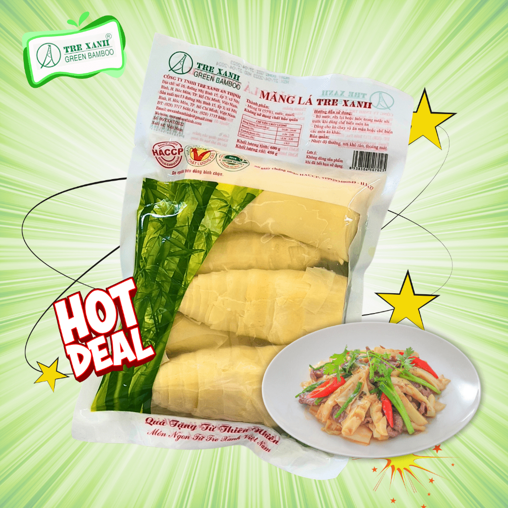 Măng Lá Búp Non Tre Xanh An Thịnh  600g - Dùng để Nấu Vịt Măng Tươi Xào Tỏi