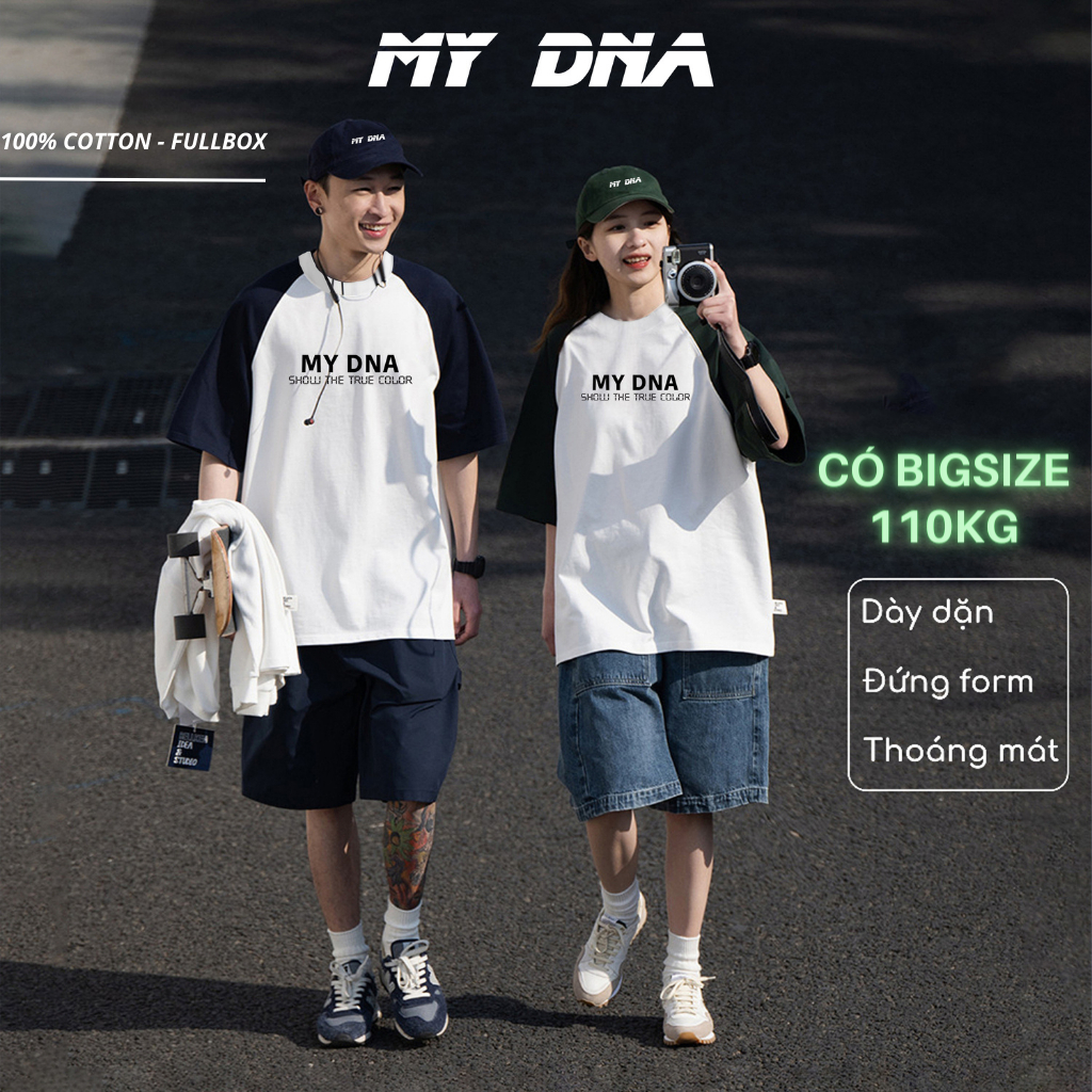 Áo thun phông raglan có bigsize 100kg local brand unisex cặp đôi nam nữ form rộng cotton basic MY DNA by May Minh Thành