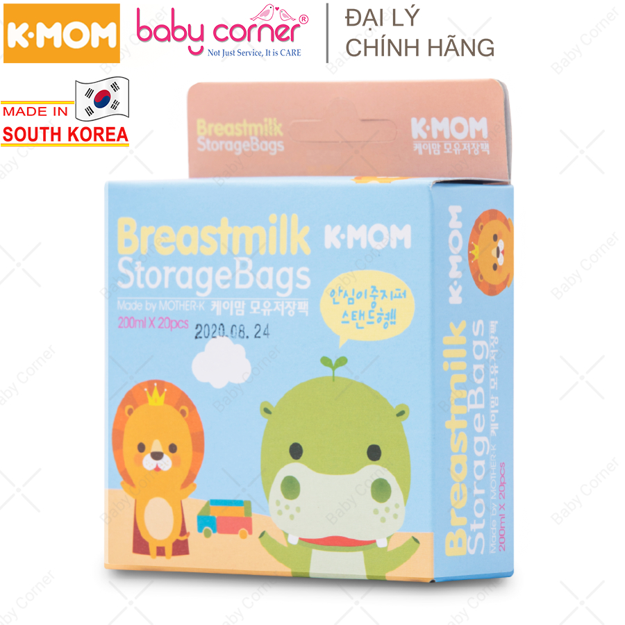 Túi Trữ Sữa K-Mom Hàn Quốc 200ml, Hộp 20 Túi/ 50 Túi