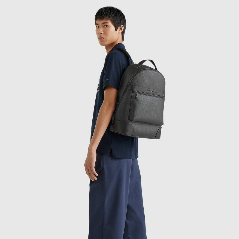 Balo nam Tommy đi học da trơn cao cấp đựng laptop size 40 du lịch đi làm thoải mái full túi vải hãng