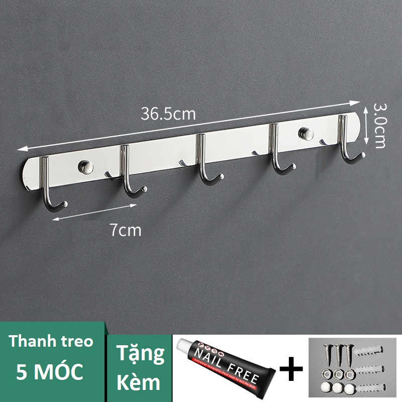 Thanh Móc Treo Đồ Gắn Tường 100% Inox 304 Cao Cấp Chống Ăn Mòn Chống Rỉ Sét Chịu Lực Tốt Oenen
