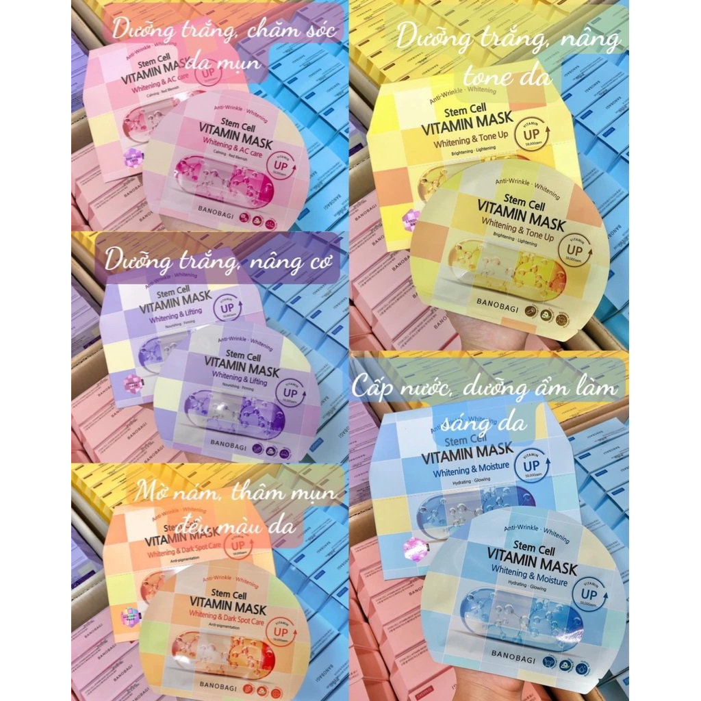 Mặt Nạ Giấy Dưỡng Da Banobagi Stem Cell Vitamin Mask 30ml - Lẻ 1 miêng
