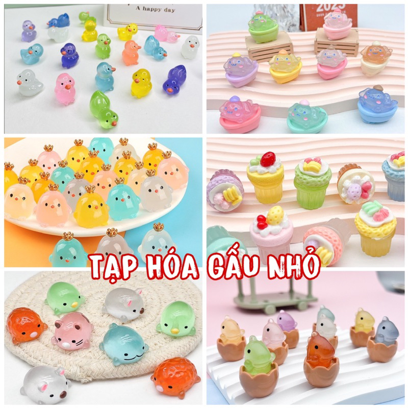PS06 CHARM PHÁT SÁNG GÀ VƯỢNG MIỆN,Vịt Mini,,Sukomi , Chó cena bồn tắm, Ly kem, Trứng khủng Long trang trí DIY
