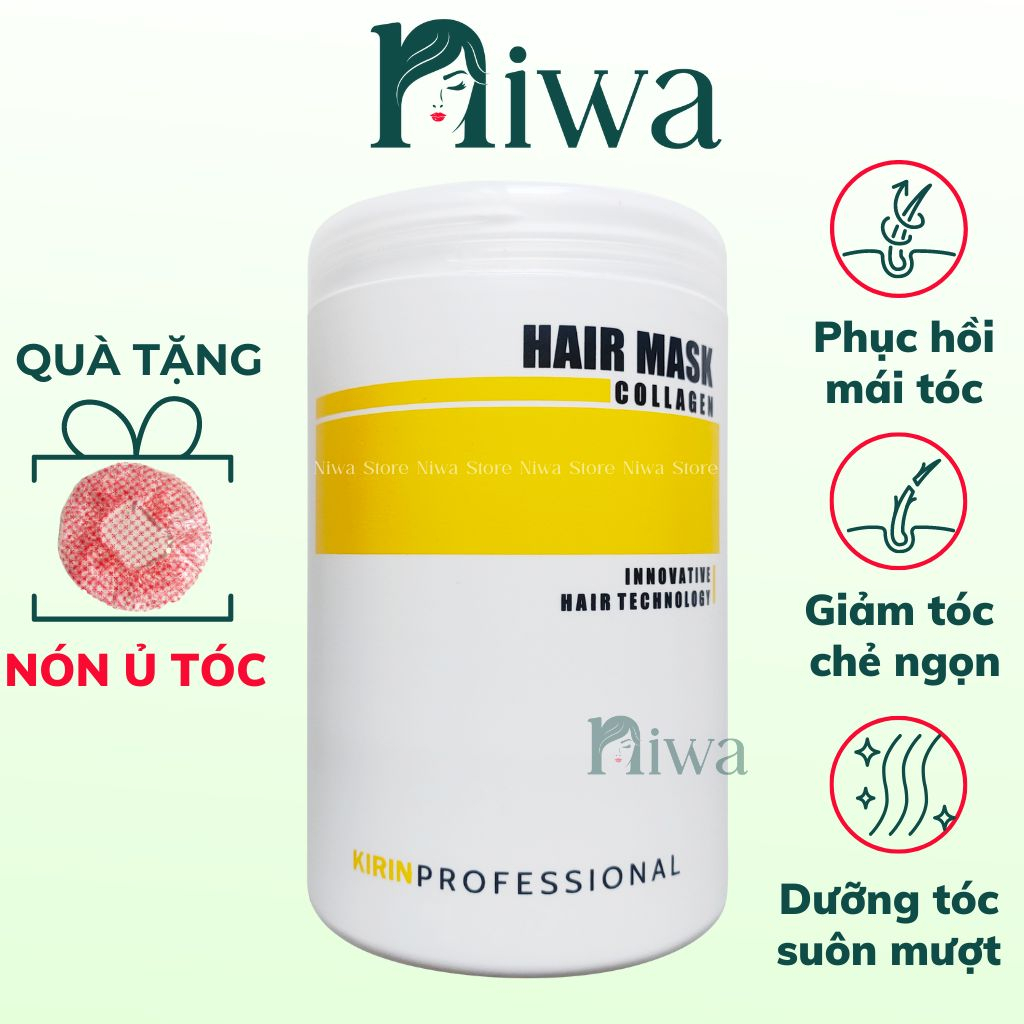 Kem ủ tóc Kirin Collagen Sunflower Vàng Hair Mask 1000ML hấp dầu, dầu xả tóc cung cấp độ ẩm, phục hồi tóc khô, xơ