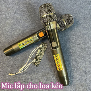 Micro không dây cho loa kéo có 2 tay Mic và bo Mic sét tần số giảm hú
