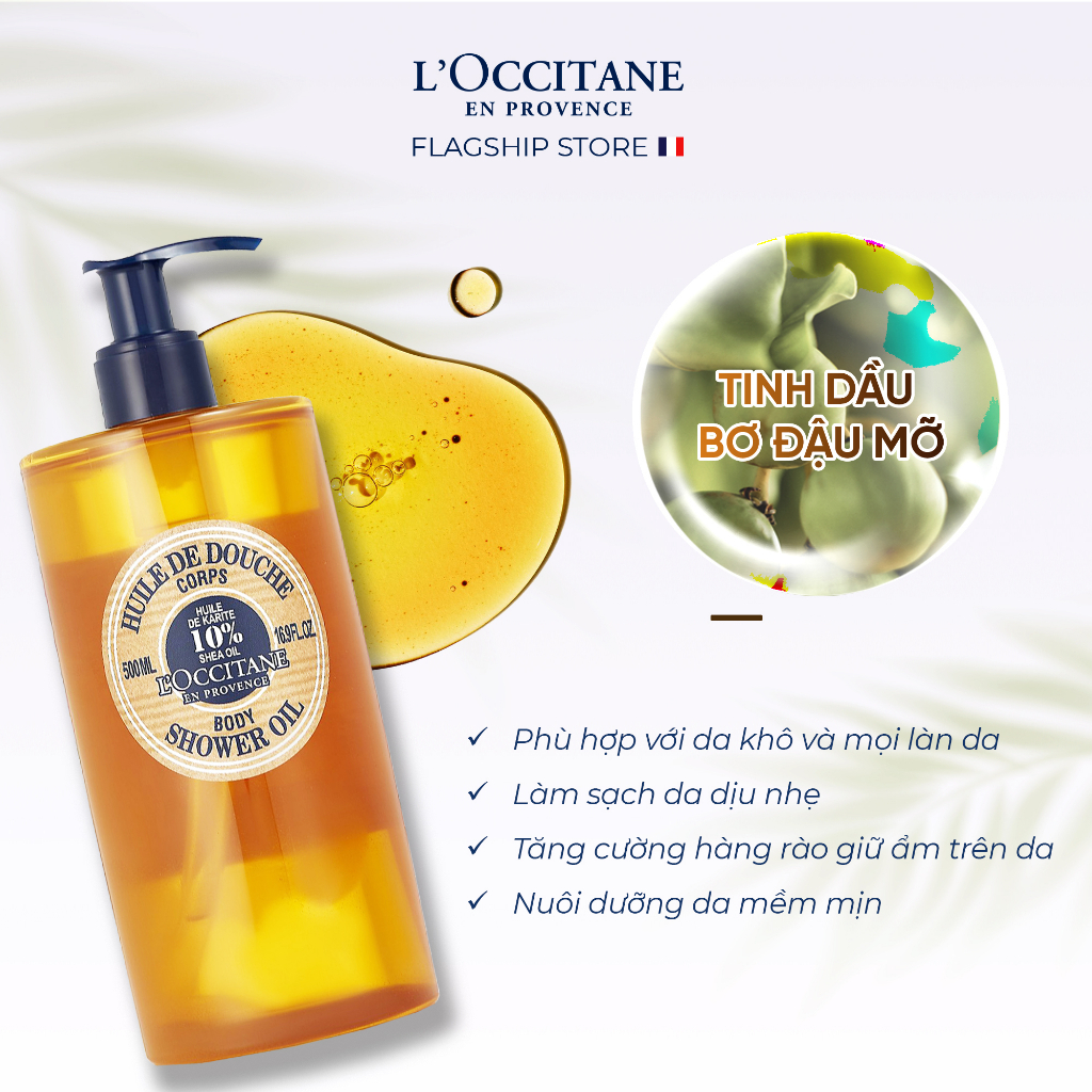 [DEAL TẶNG] Dầu Tắm Dưỡng Ẩm Bơ Đậu Mỡ L'Occitane Shea Butter Shower Oil 500ml