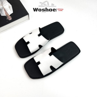 Dép sandal chữ H mũi vuông WOSHOE 3 màu Trắng/đen/nâu size 34-44 nam nữ