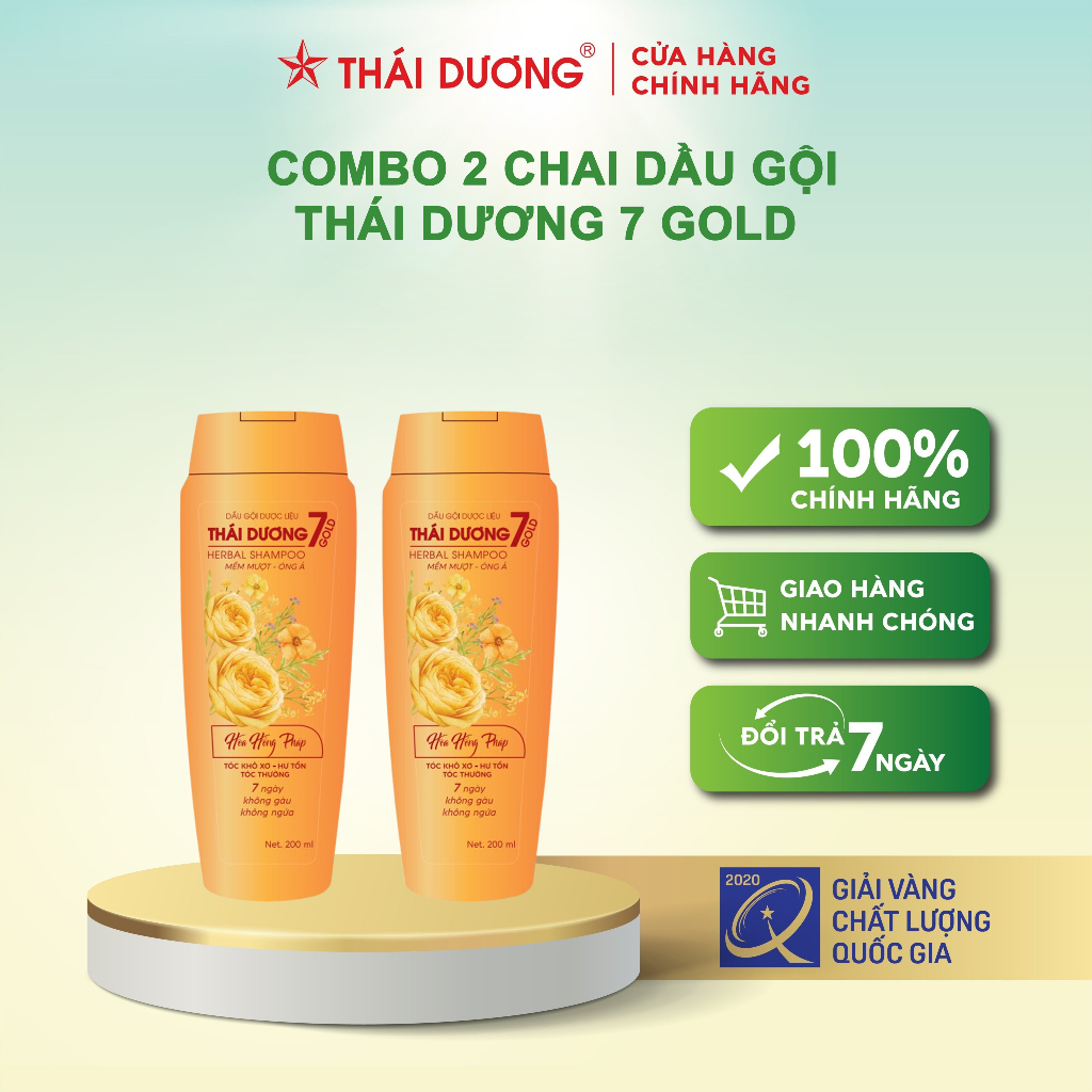 Combo 2 chai Dầu gội dược liệu Thái Dương 7 Gold 200ml - Sao Thái Dương