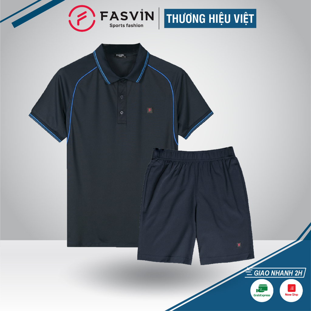 Bộ quần áo thể thao nam Fasvin AB20270.HN cộc tay cổ bẻ vải mềm nhẹ co giãn tốt