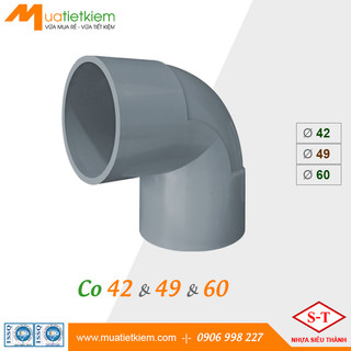 Co pvc phi 42, 49, 60, phụ kiện upvc nhựa siêu thành