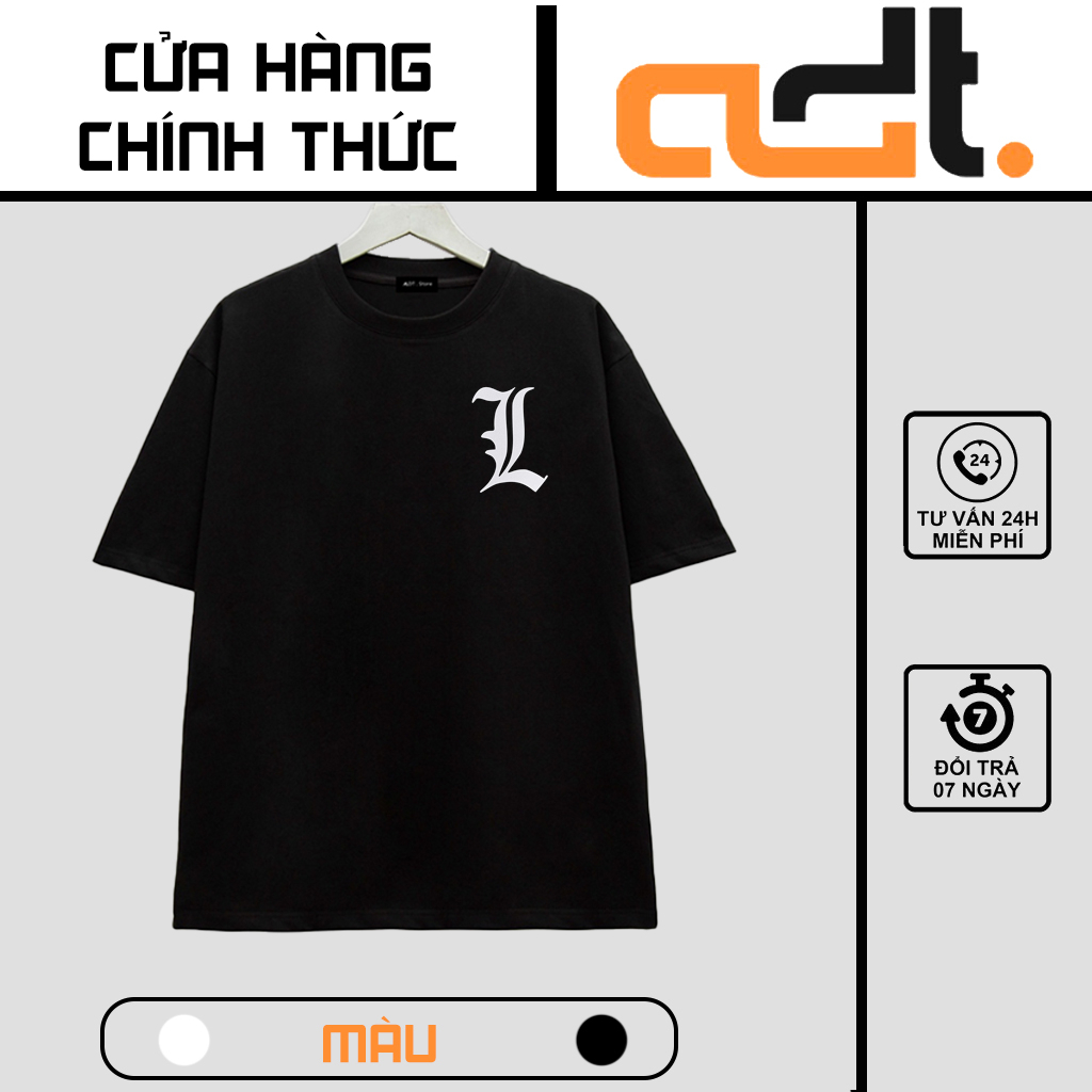 Áo thun đen trắng Death Note - Áo In Túi Chữ L - chất thun thoáng mát