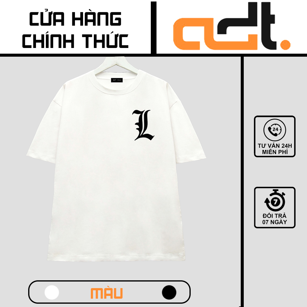 Áo thun đen trắng Death Note - Áo In Túi Chữ L - chất thun thoáng mát