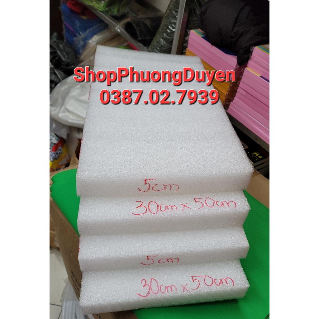 Mút xốp dẻo PE cắm hoa 25x50cm dày 5cm