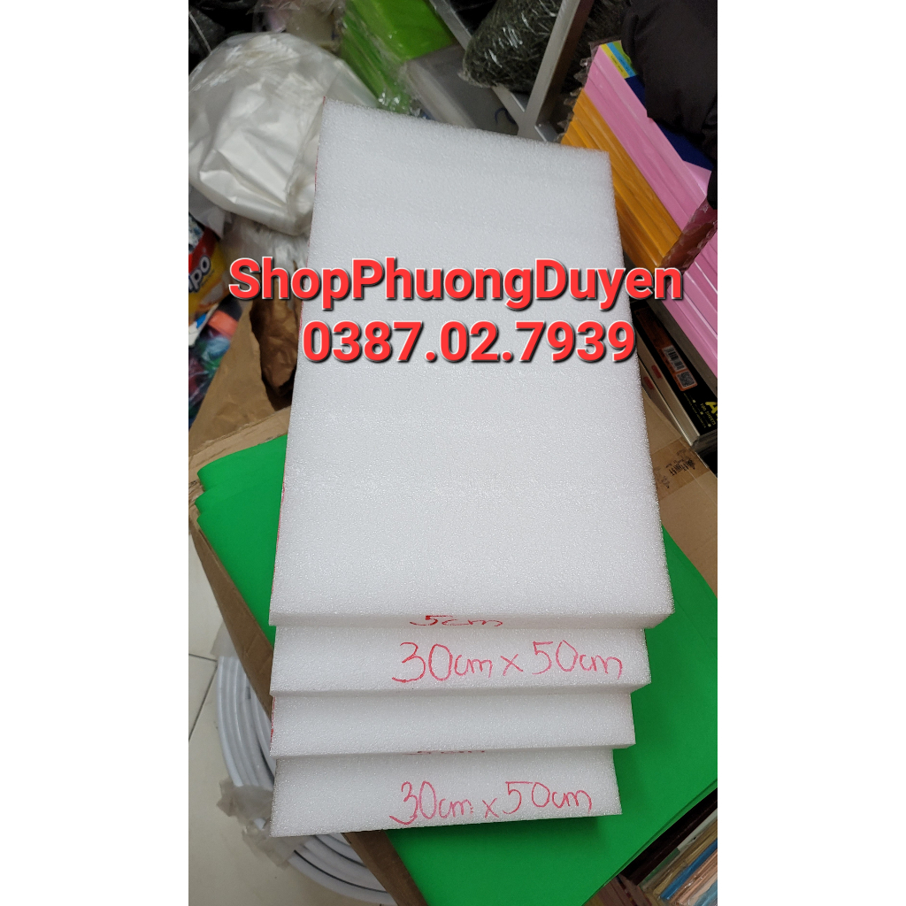 Mút xốp dẻo PE cắm hoa 25x50cm dày 5cm