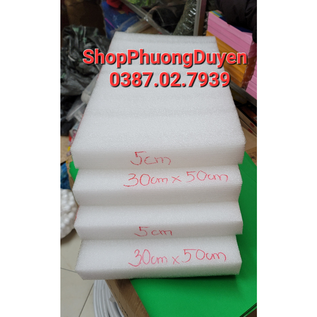 Mút xốp dẻo PE cắm hoa 25x50cm dày 5cm