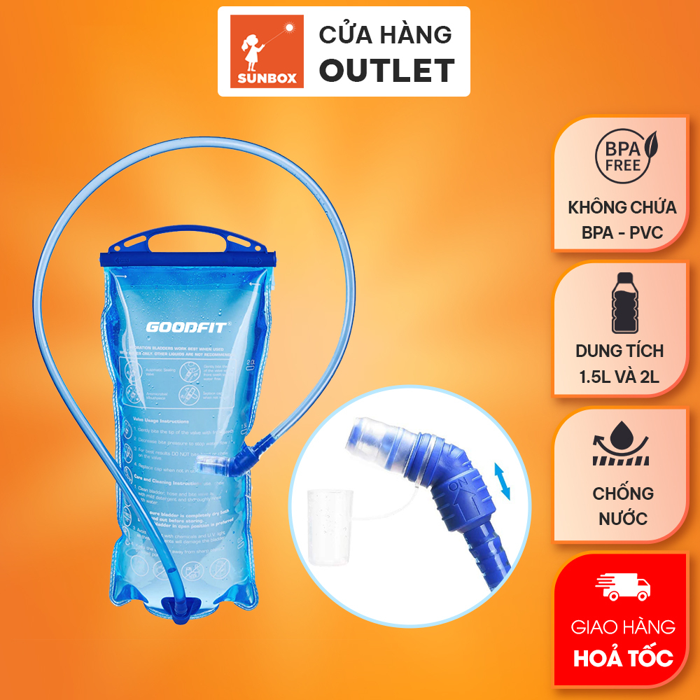 Bình nước thể thao, túi nước chạy bộ leo núi có vòi hút 1.5L 2L GoodFit GF04RA bình nước chạy bộ chất liệu TPU an toàn